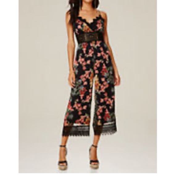 Bebe multi color fall floral print lace jumpsuit-NWOT - Picture 1 of 5